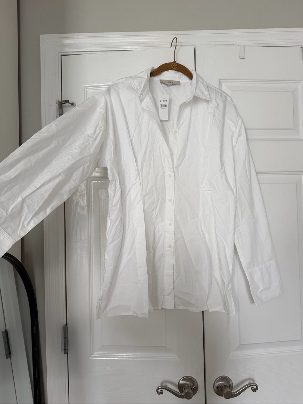 LOFT White Collared Button-Front Blouse